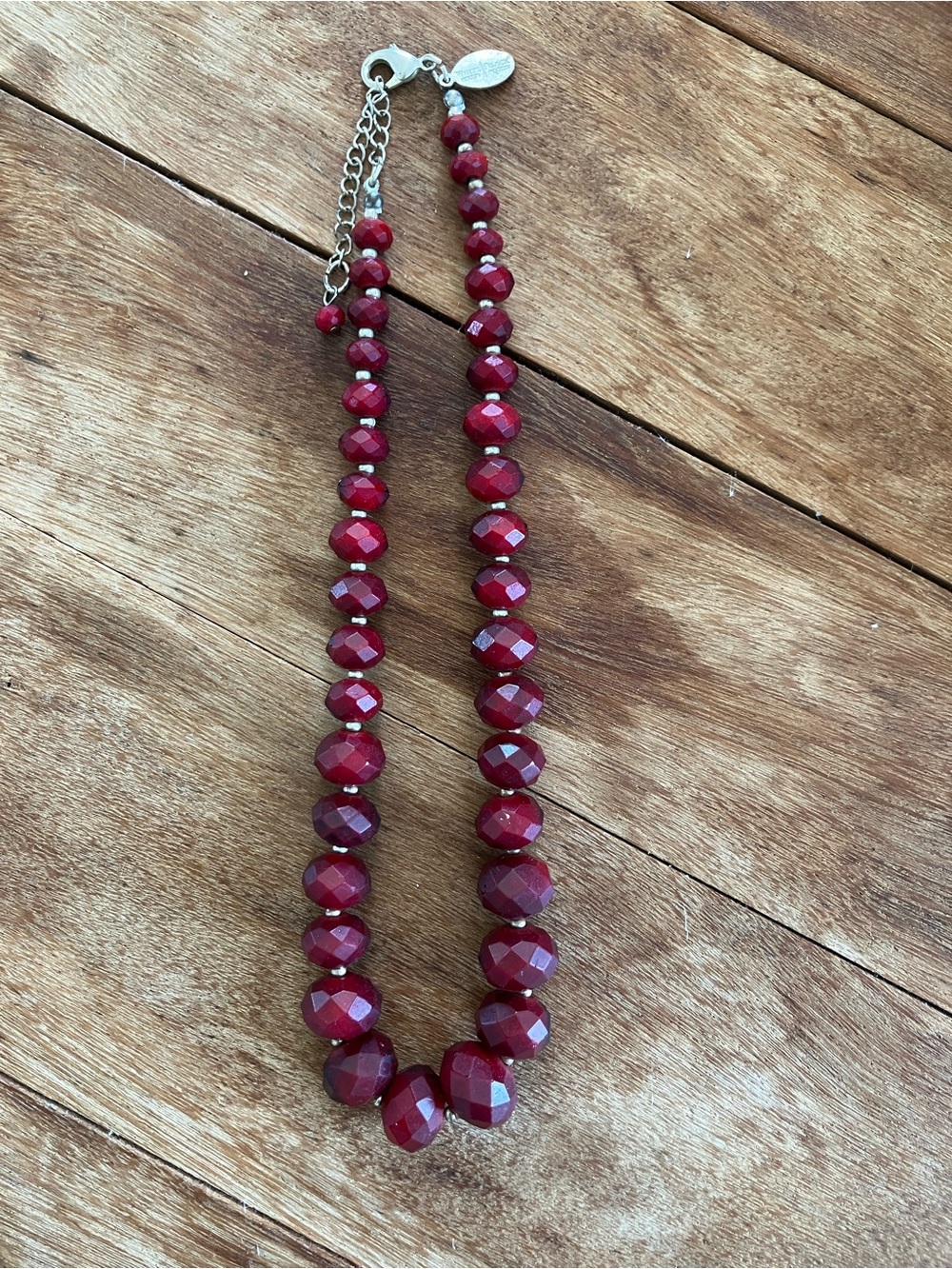 White House Black Market 17” Faceted Burgundy Bead Necklace